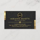 Monogram Name Grey Grunge Gold Tabs Visitekaartje (Voorkant)