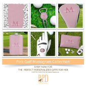 Monogram Name Initial Elegant Pink Golfhanddoek