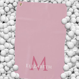 Monogram Name Initial Elegant Pink Golfhanddoek