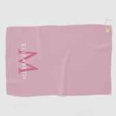Monogram Name Initial Elegant Pink Golfhanddoek (Horizontaal)