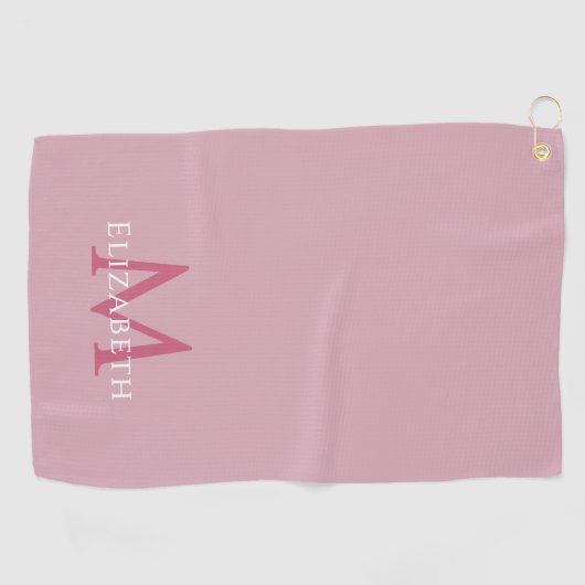 Monogram Name Initial Elegant Pink Golfhanddoek (Horizontaal)