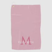 Monogram Name Initial Elegant Pink Golfhanddoek (Voorkant)