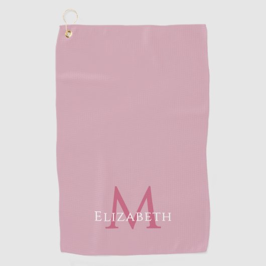 Monogram Name Initial Elegant Pink Golfhanddoek (Voorkant)