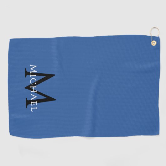 Monogram Name Initial Elegant Royal Blue Golfhanddoek (Horizontaal)