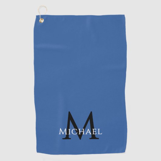Monogram Name Initial Elegant Royal Blue Golfhanddoek (Voorkant)