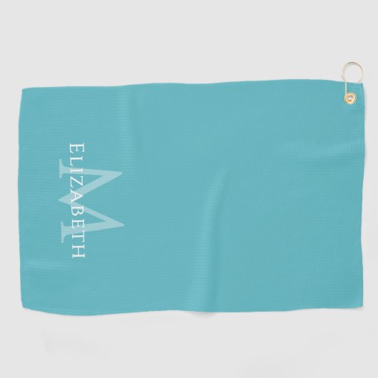Monogram Name Initial Elegant Teal Green Custom Golfhanddoek (Horizontaal)