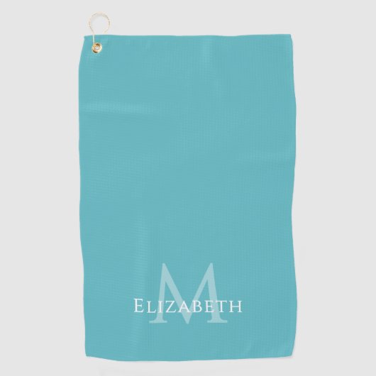 Monogram Name Initial Elegant Teal Green Custom Golfhanddoek (Voorkant)