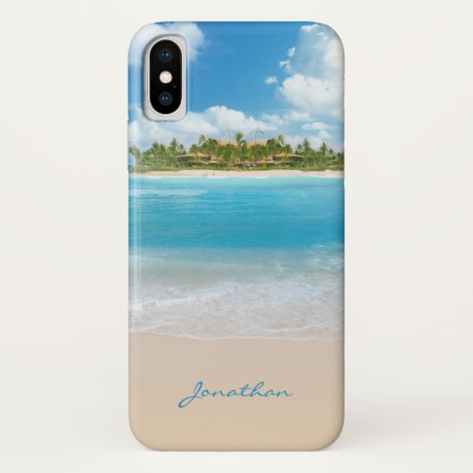 Monogram Name Island Beach Ocean Waves Clouds Case-Mate iPhone Case (Achterkant)