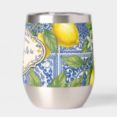 Monogram Name Lemon Blue French Country Tile  (Achterkant)