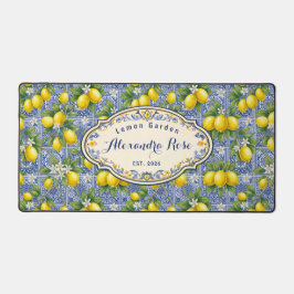 Monogram Name Lemon Blue French Country Tile  Bureaumat