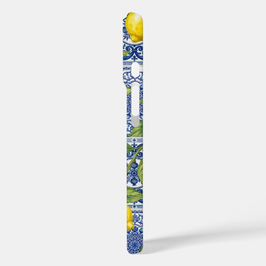 Monogram Name Lemon Blue French Country Tile  Case-Mate iPhone Case (Achterkant / Links)