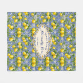 Monogram Name Lemon Blue French Country Tile  Fleece Deken (Voorkant (Horizontaal))