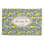 Monogram Name Lemon Blue French Country Tile  Kussensloop (Achterkant)