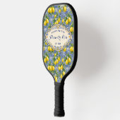 Monogram Name Lemon Blue French Country Tile  Pickleball Paddle (Links)