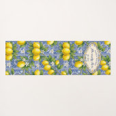 Monogram Name Lemon Blue French Country Tile Yogamat (Achterkant (horizontaal))
