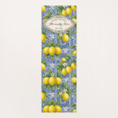 Monogram Name Lemon Blue French Country Tile Yogamat (Achterkant)