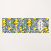 Monogram Name Lemon Blue French Country Tile Yogamat (Voorkant (horizontaal))