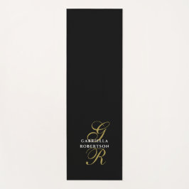 Monogram Name Minimalist Black Gold White Elegant Yogamat