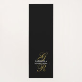 Monogram Name Minimalist Black Gold White Elegant Yogamat (Achterkant)