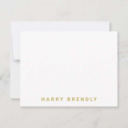 Monogram Name Minimalist White Flat Note Card Notitiekaartje (Voorkant)