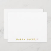 Monogram Name Minimalist White Flat Note Card Notitiekaartje (Voorkant / Achterkant)