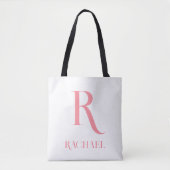 Monogram Name Modern Minimal Stylish Pink Tote Bag (Voorkant)