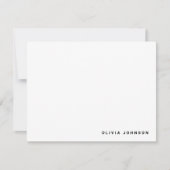 Monogram Name Modern Minimal White Flat Note Card Notitiekaartje (Voorkant)
