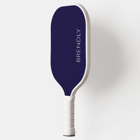 Monogram Name Modern Stylish Navy Blue White Pickleball Paddle (Links)