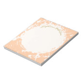 Monogram Name Peach Gold Splattered Stylish Modern Notitieblok (Linkerzijde)