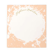 Monogram Name Peach Gold Splattered Stylish Modern Notitieblok (Voorkant)