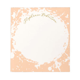 Monogram Name Peach Gold Splattered Stylish Modern Notitieblok