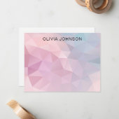 Monogram Name Pink Blue Geometric Flat Note Card Notitiekaartje (Voorkant / Achterkant in situ)