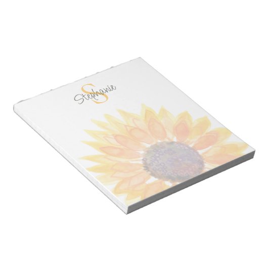 Monogram Name Sunflower  Notitieblok (Schuin)
