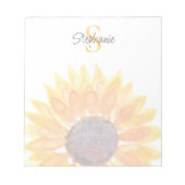Monogram Name Sunflower  Notitieblok (Voorkant)