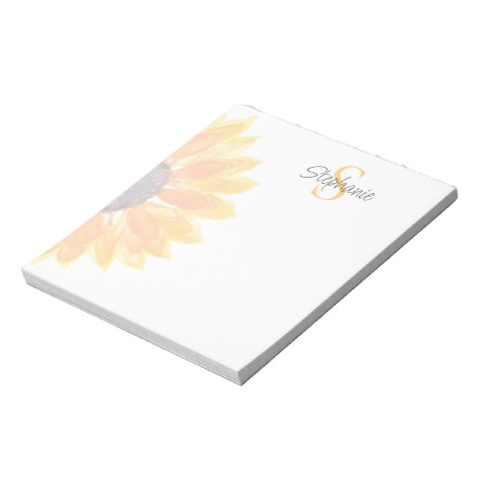 Monogram Name Sunflower Notitieblok (Linkerzijde)