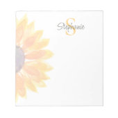 Monogram Name Sunflower Notitieblok (Voorkant)