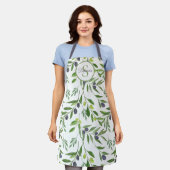 Monogram Name Watercolor Olive Pattern Schort (Gedragen)