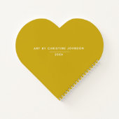 Monogram Name Yellow Heart Artist Sketchbook Notitieboek (Achterkant)
