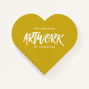 Monogram Name Yellow Heart Artist Sketchbook Notitieboek