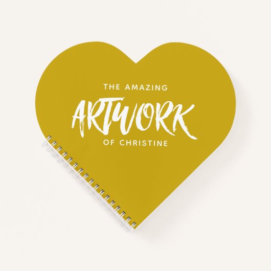 Monogram Name Yellow Heart Artist Sketchbook Notitieboek (Voorkant)