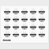 Monogram Namen Datum Damast Bruiloft Grijs Zwart Ronde Sticker (Vel)