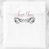 Monogram Namen Datum Plaats Bruiloft Stickers (Tas)