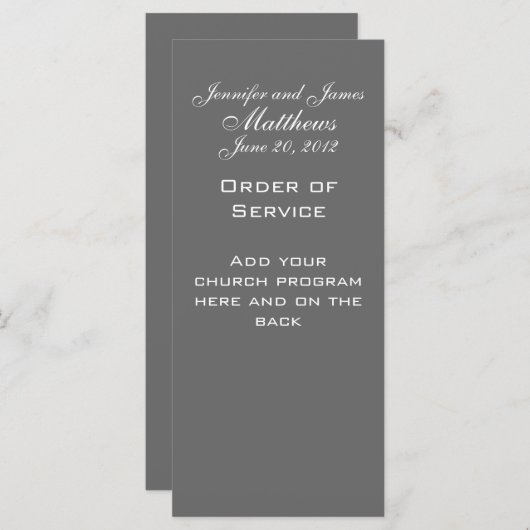 Monogram Namen Datum Trouwdienst Kerk Programma Programmakaart (Voorkant / Achterkant)