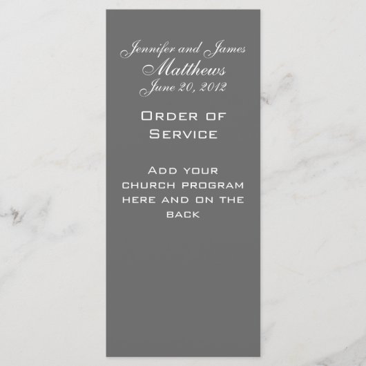 Monogram Namen Datum Trouwdienst Kerk Programma Programmakaart (Voorkant)