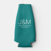 Monogram Namen Donker Blauwgroen Sjabloon Elegant  Flesjeskoeler (Voorkant)