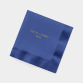 Monogram Namen Eenvoudige Elegante Huwelijk | Navy Folie Servetten (Links)