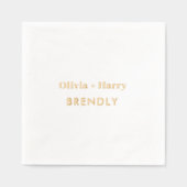 Monogram Namen Elegant Minimalistisch Goud Folie Servetten (Voorkant)