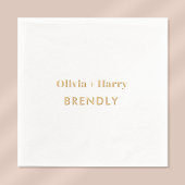 Monogram Namen Elegant Minimalistisch Goud Folie Servetten