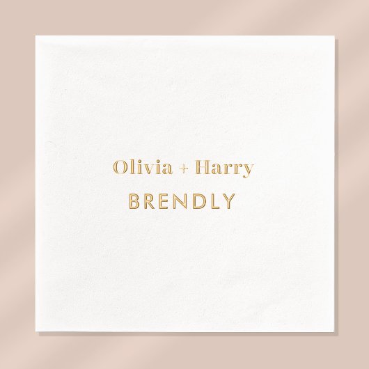 Monogram Namen Elegant Minimalistisch Goud Folie Servetten