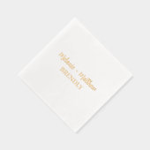 Monogram Namen Huwelijk Elegant Hand Geletterd Gou Folie Servetten (Rechts)